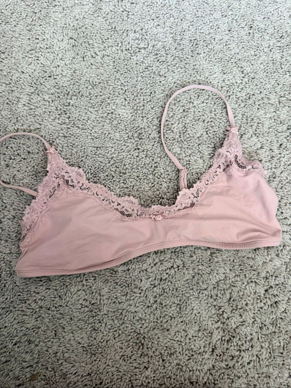 SKIMS Fits Everybody Pink Lace Trim Plunge Triangle Bralette Bra Size XL New